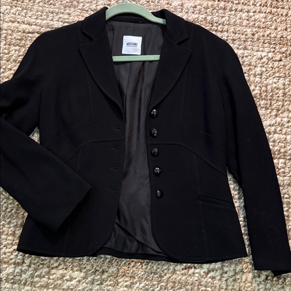 MOSCHINO Black Tailored Wool Blazer